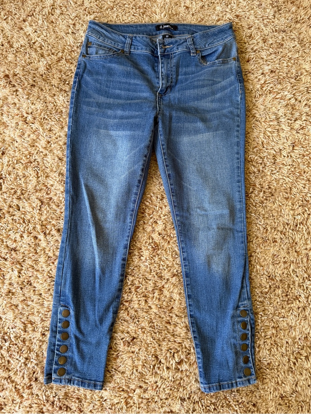 d. jeans Women's Medium Blue Ankle Button-Hem Skinny Jeans